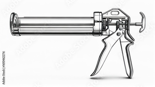 Metal Caulk Gun for Sealant Application, Isolated on White
