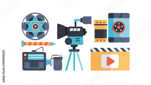 movie camera icon set