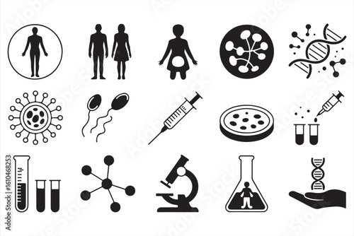 Biology and Healthcare Icon Set for Science and Medical Use