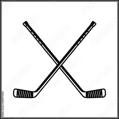 Hockey sticks crossed outline