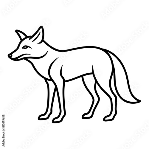 A sleek fox stands in profile isolated on white background, embodying the essence of wild cunning and grace