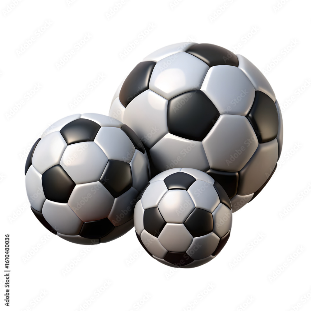 Obraz premium Three Stylized Soccer Balls: Sport, Game, and Modern Design Element