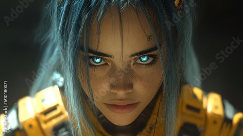 Cyberpunk Woman Glowing Eyes