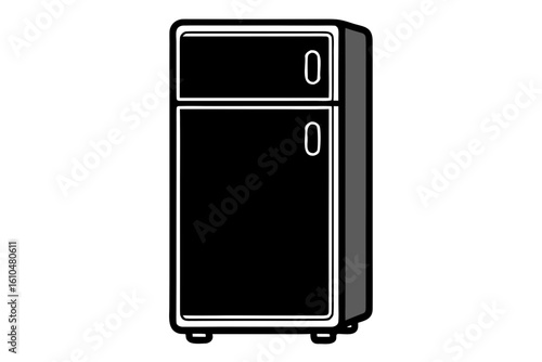 smart fridge vector silhouette illustration isolated on white background