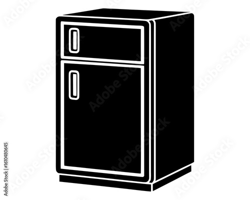 smart fridge vector silhouette illustration isolated on white background