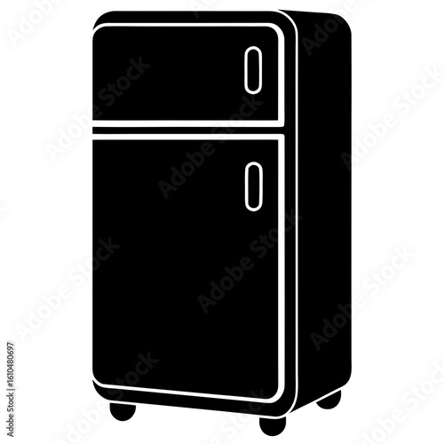 smart fridge vector silhouette illustration isolated on white background