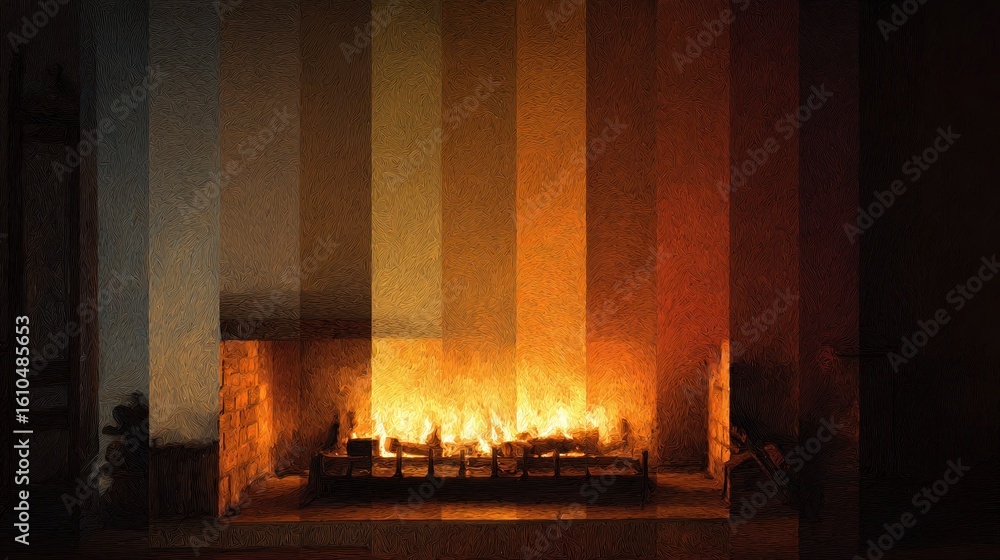 Naklejka premium Cozy fireplace with color gradient