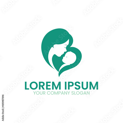 Love Mom And Baby Logo Icon Baby Care Design Concept Template Mother Care Logo