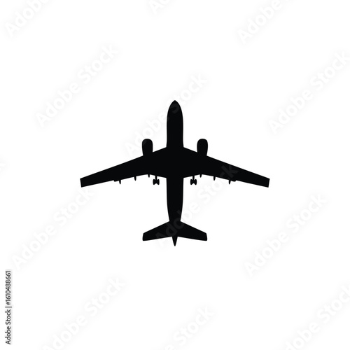 Black silhouette of a passenger jet airplane in flight aircraft aviation