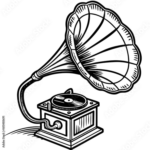vintage gramophone isolated on white background