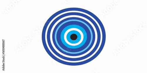 Minimal Evil Eye Vector Illustration in Blue and White