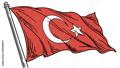 Download turkey flag waving vector image illustration symbol of turkish nation country and culture