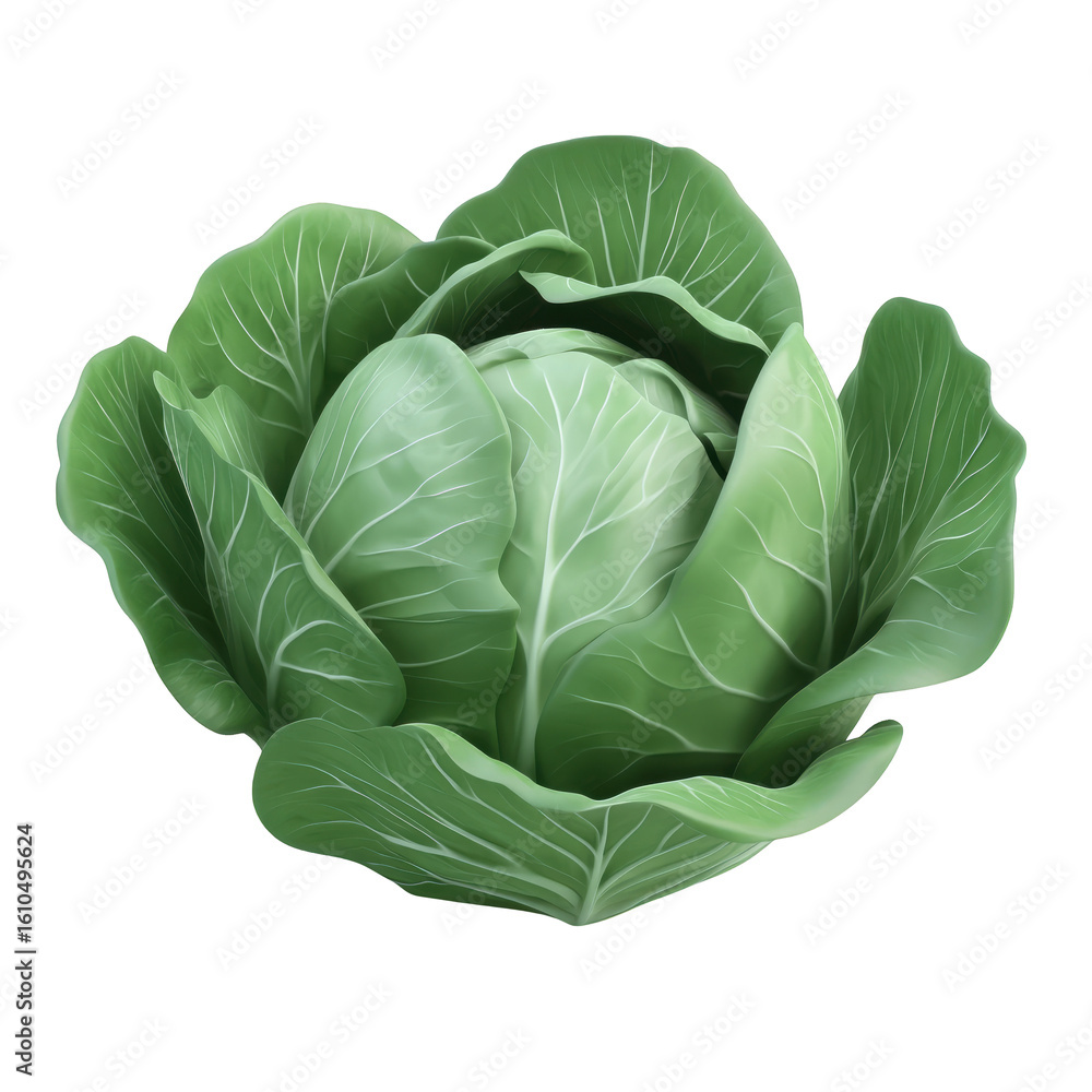 Fototapeta premium Green Cabbage Vegetable isolated on a transparent background