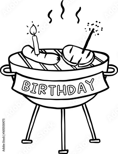 Australian Birthday BBQ Griller outline