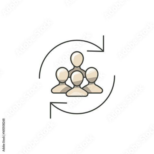Group Circle Icon, Support Therapy Session Vector.