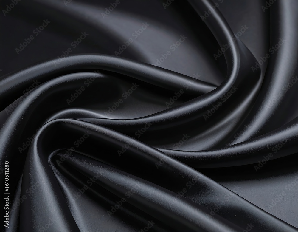 Obraz premium Smooth, dark fabric elegantly draped in soft folds