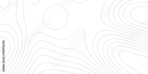 The contour lines found on a topographic map, Modern design with White background with topographic wavy pattern design, details the would define a real geographical art.