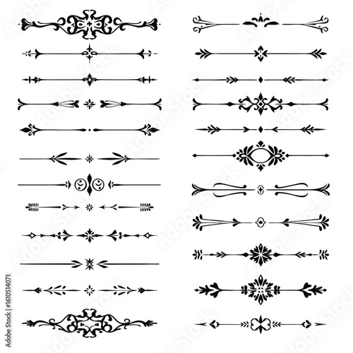 Decorative ornamental dividers and borders flourishes