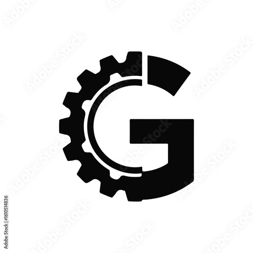 Elegant letter G logo with gear element for engineering and industrial design applications a bold and modern representation