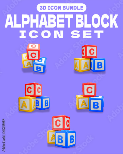 3D Icon Bundle Alphabet Blocks ABC