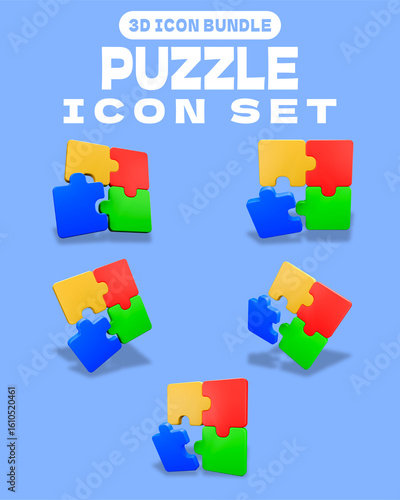 3D Puzzle Icon Bundle Left Perspective