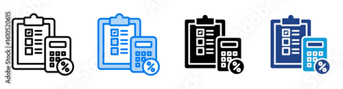 Tax assessment icon set multiple style collection