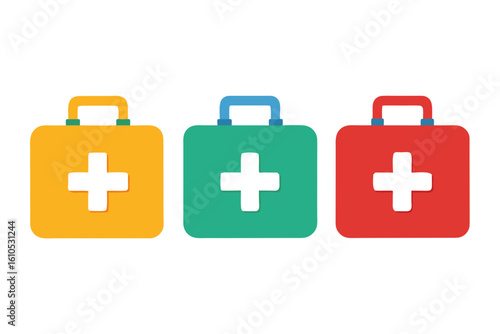 set of First aid kit vector silhouette illustration isolated on white background