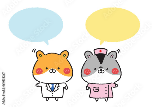 可愛いハムスターのドクターとナース