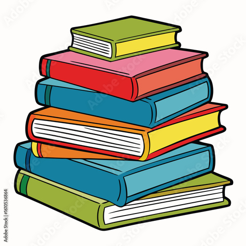 Stack of Books Colored Hand Drawn Illustration