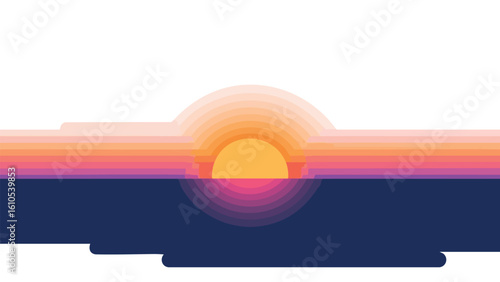 Abstract Sunset Over Calm Waters: sunset,  sunrise,  abstract,  landscape,  nature, and more. This image captures various elements such as  sky,  water,  ocean,  sea,  horizon.
