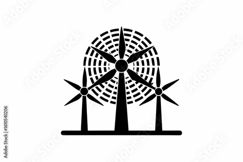 Eolic energy vector silhouette illustration isolated on white background