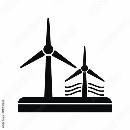 Eolic energy vector silhouette illustration isolated on white background