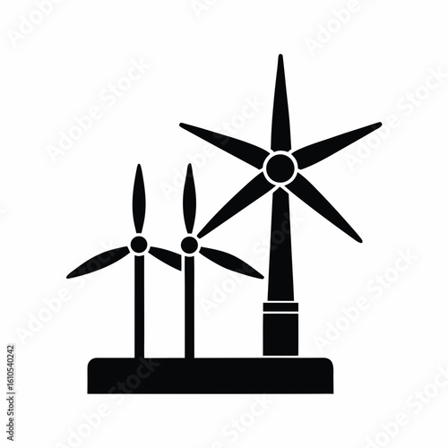 Eolic energy icon vector silhouette illustration isolated on white background