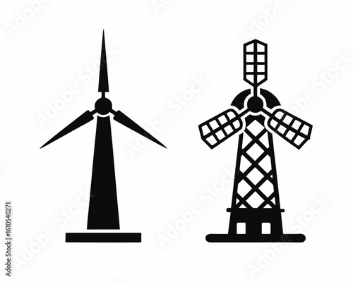 Eolic energy icon vector silhouette illustration isolated on white background