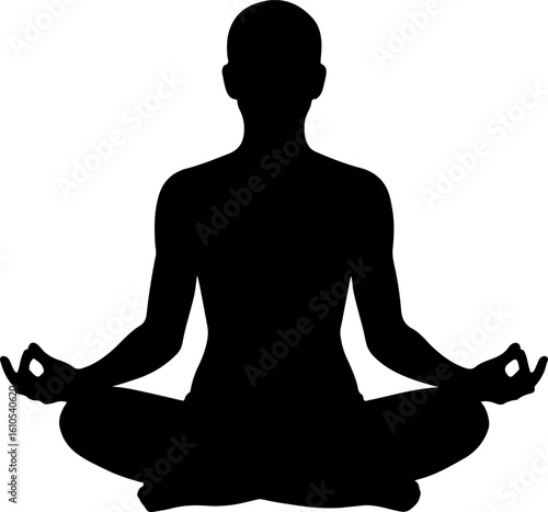 A person meditating in a lotus position with hands in a mudra gesture a clear silhouette