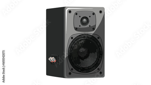 Modern Audio Speaker Isolated on White: speaker,  audio,  sound,  music,  stereo, and more. This image captures various elements such as  equipment,  technology,  isolated,  white,  vector.