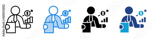 Broker icon set multiple style collection