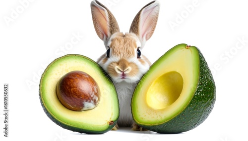 Cute bunny with avocados