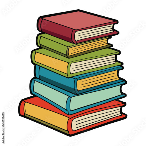 Stack of Books Colored Hand Drawn Illustration