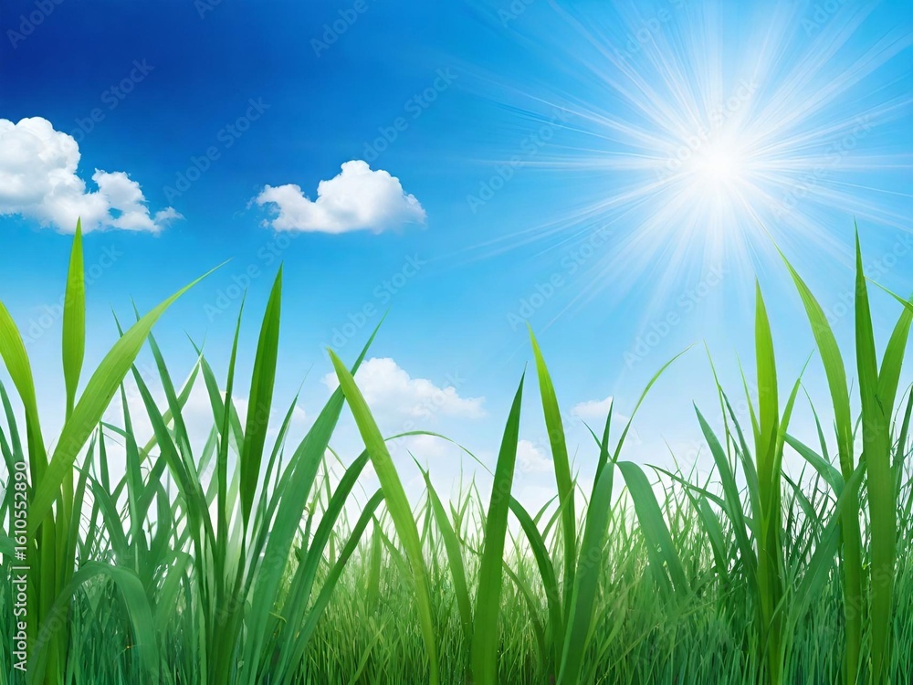 Fototapeta premium green grass and blue sky