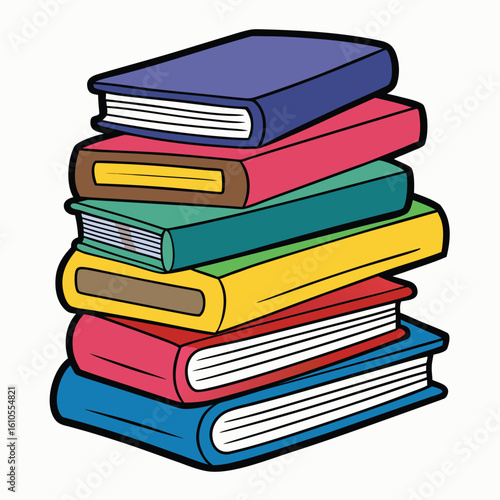 Stack of Books Colored Hand Drawn Illustration