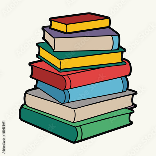 Stack of Books Colored Hand Drawn Illustration