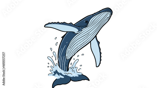 Majestic Humpback Whale Breaching in Water. featuring whale, humpback, breaching and more, creating a perfect scene. This scene includes elements like jumping, ocean, sea.