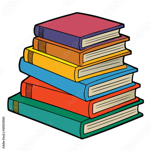 Stack of Books Colored Hand Drawn Illustration