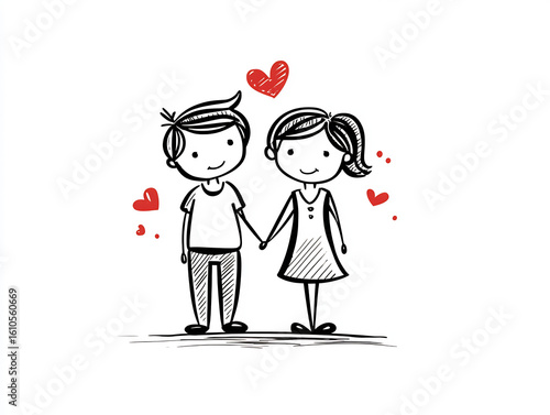 romantic couple hands heart one line drawing art
