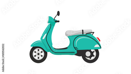 Vintage Teal Scooter Transportation Vehicle. featuring scooter, moped, vintage and more, creating a perfect scene. This scene includes elements like retro, transportation, vehicle.