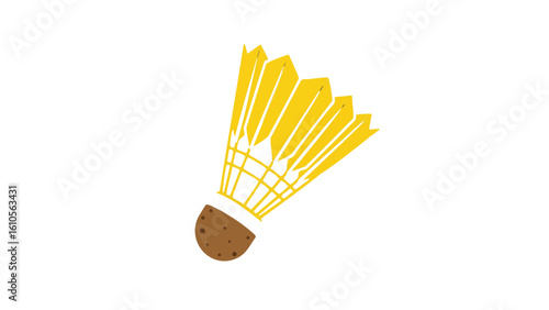 Yellow Badminton Shuttlecock Isolated on White Background. featuring badminton, shuttlecock, sport and more, creating a perfect scene. This scene includes elements like game, equipment, athletic.