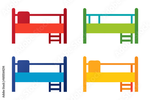 set of Bunk bed vector silhouette illustration isolated on white background