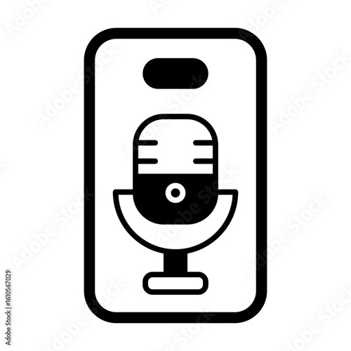 listening podcast on handphone solid black