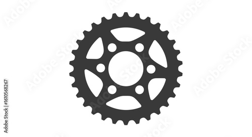 Dark grey motorcycle rear sprocket silhouette with toothed gear design and mounting holes.